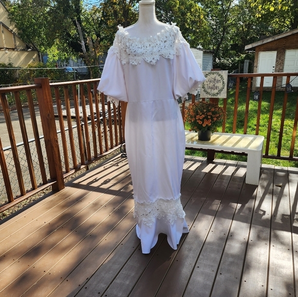 White Unbranded Plus size Mermaid Stretchy Long Dress Size 2XL - Picture 4 of 13